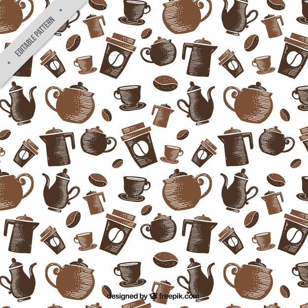 Patrón decorativo con cafeteras