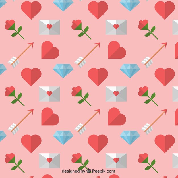 Patrón decorativo con elementos de san valentín