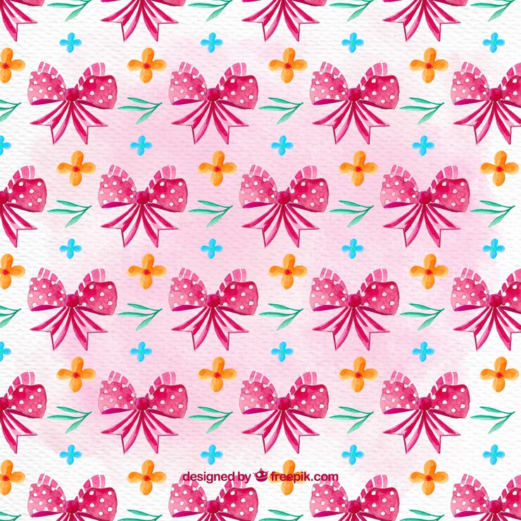 Vector gratuito patrón decorativo con lazos rosa y flores