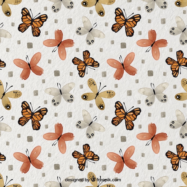 Vector gratuito patrón decorativo de mariposas en estilo de acuarela