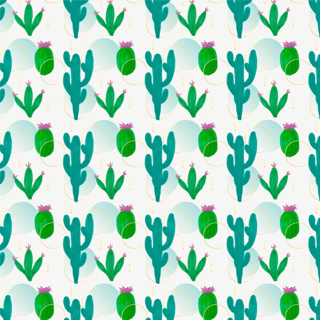 Patrón decorativo de plantas de cactus diferentes