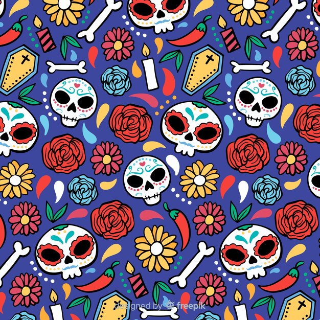 Patron para dia de muertos dibujado a mano