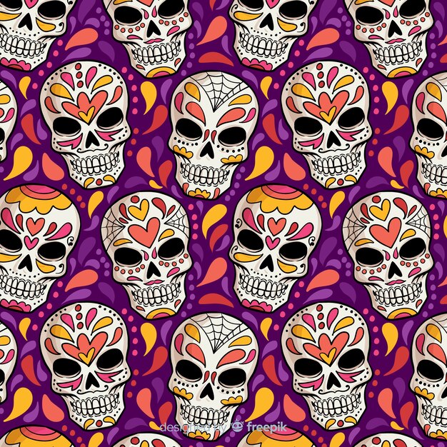 Patron para dia de muertos dibujado a mano