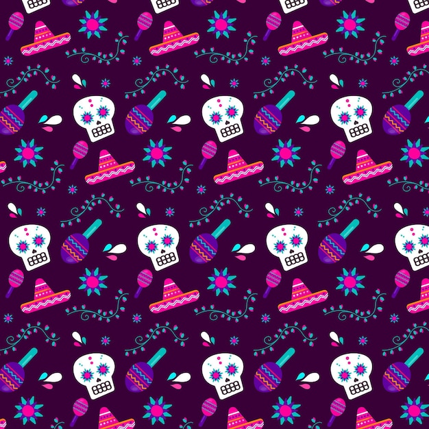 Vector gratuito patron dia de muertos dibujado a mano