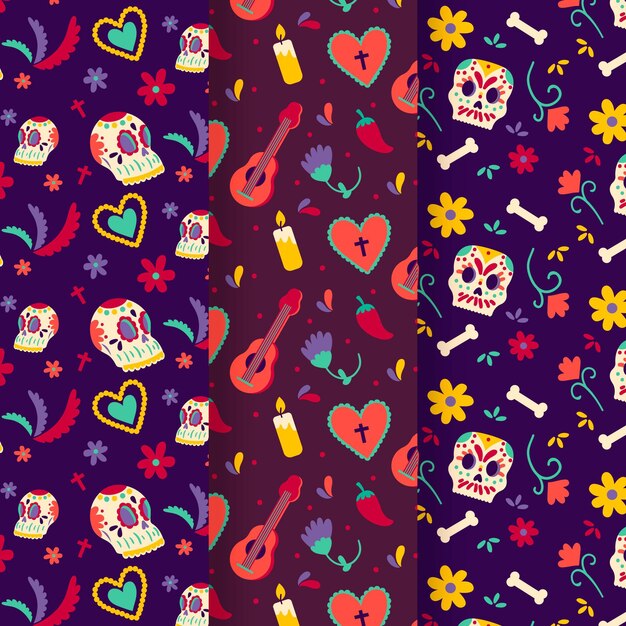 Patron dia de muertos dibujado a mano