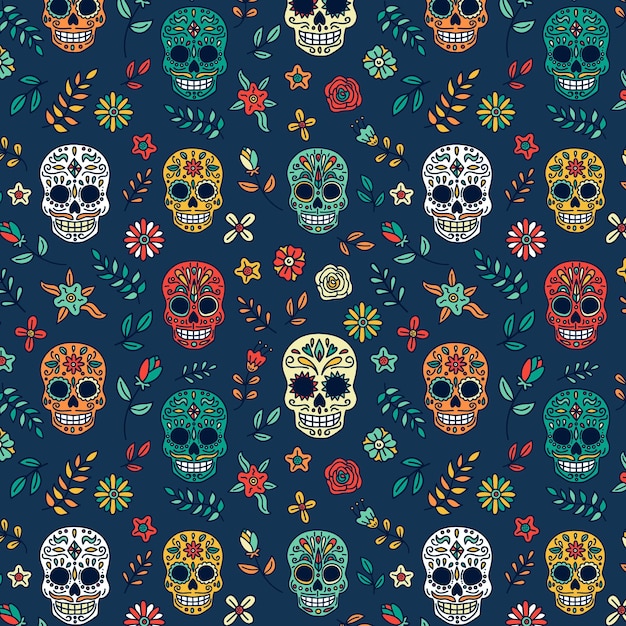 Vector gratuito patron dia de muertos dibujado a mano