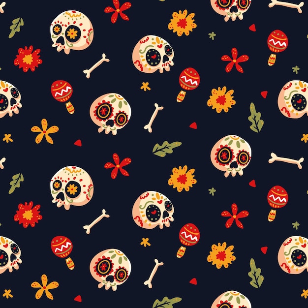 Vector gratuito patron dia de muertos dibujado a mano