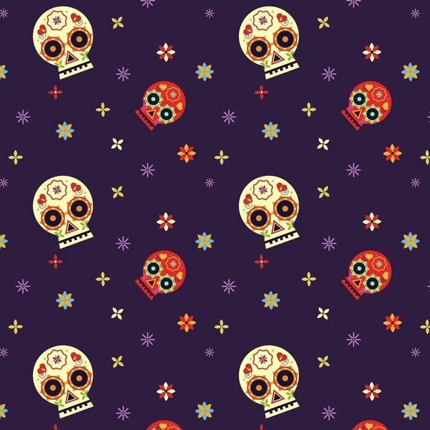 Patrón de dia de muertos en diseño plano