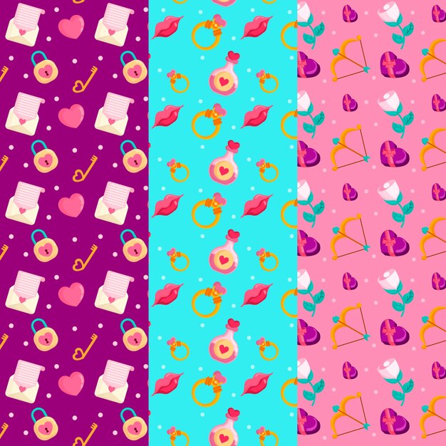 Patrón de día de valentiens de diseño plano