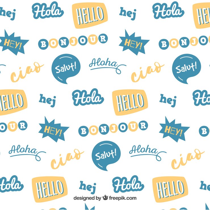 Vector gratuito patrón dibujado a mano con palabara "hola" en distintos idiomas