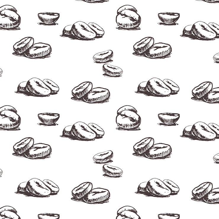 Vector gratuito patrón de dibujo de grano de café dibujado a mano
