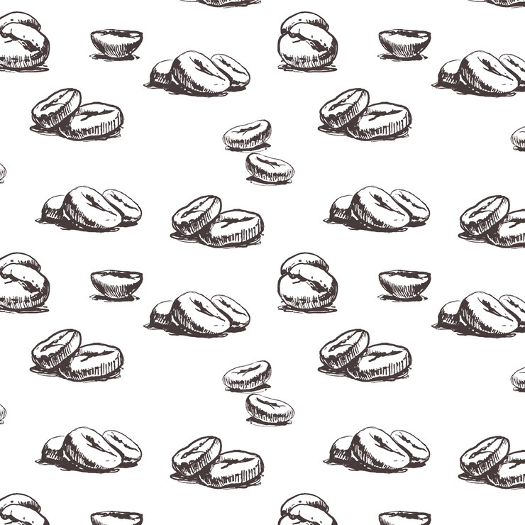 Vector gratuito patrón de dibujo de grano de café dibujado a mano