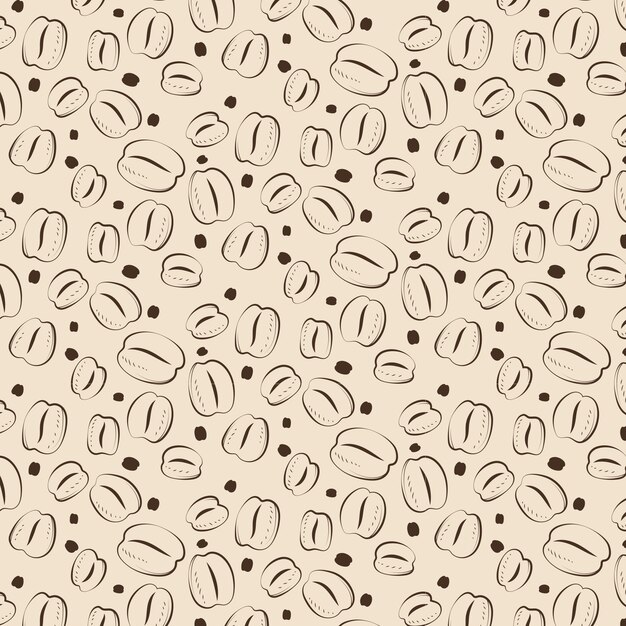 Patrón de dibujo de grano de café dibujado a mano
