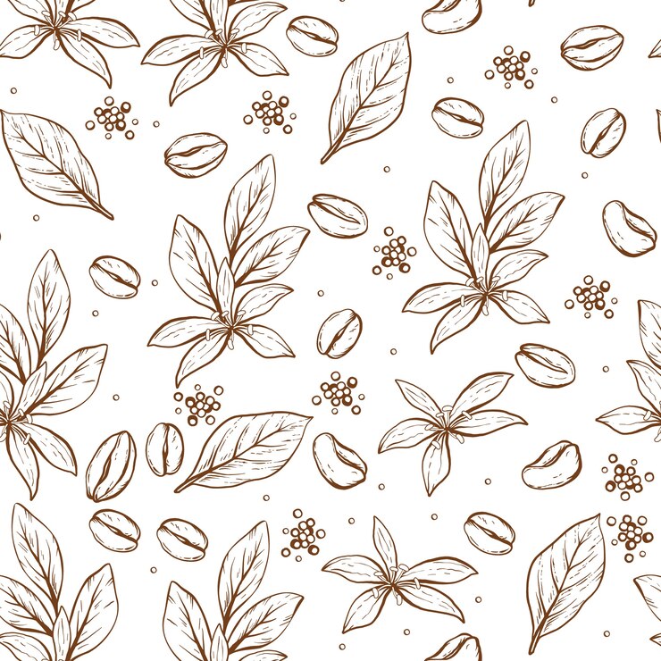 Vector gratuito patrón de dibujo de grano de café dibujado a mano