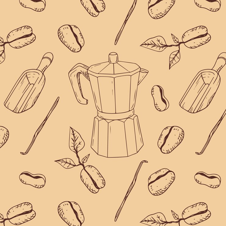 Vector gratuito patrón de dibujo de grano de café dibujado a mano