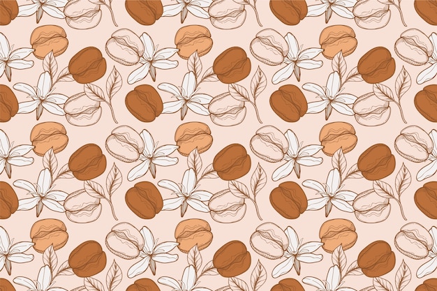 Patrón de dibujo de granos de café