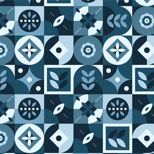 Patrón de diseño escandinavo azul plano
