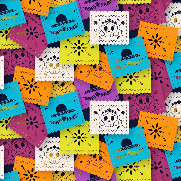 Patrón de diseño plano dia de muertos