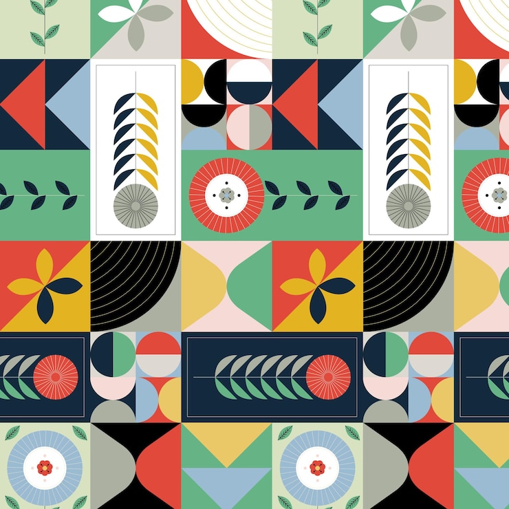 Vector gratuito patrón de diseño plano escandinavo