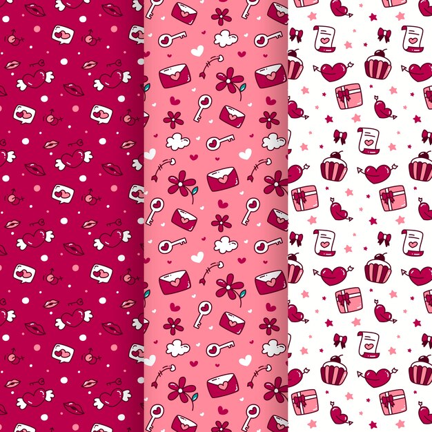 Patrón de diseño plano de San Valentín