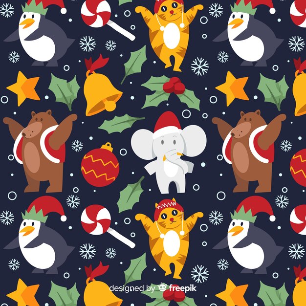 Patrón divertido de Navidad con animales