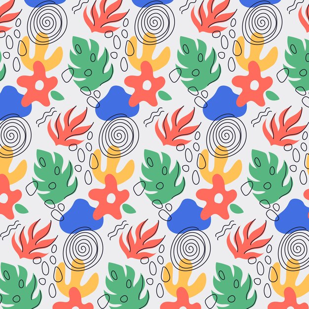 Patrón de doodle abstracto de diseño plano dibujado a mano