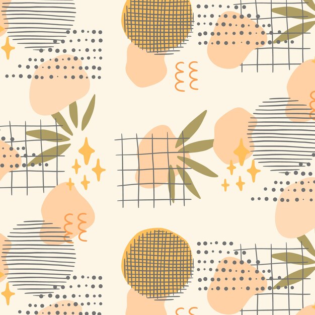 Patrón de doodle abstracto de diseño plano dibujado a mano