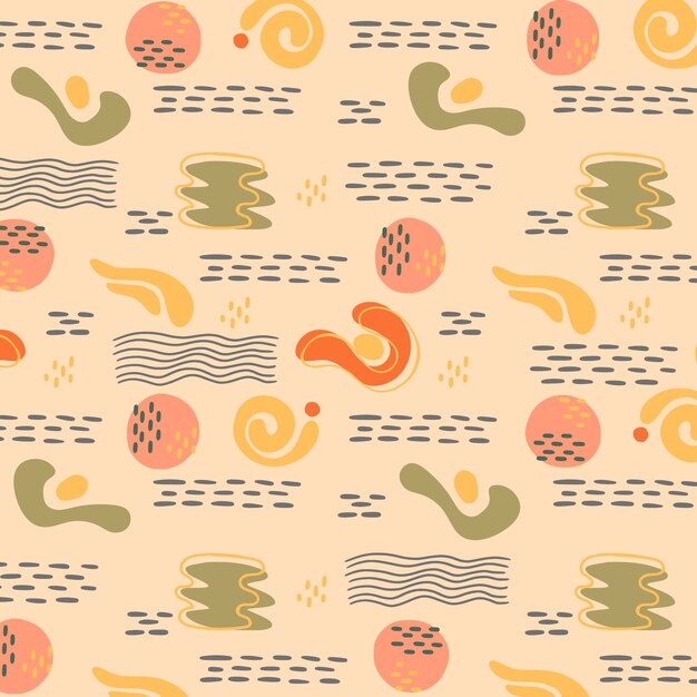 Patrón de doodle abstracto de diseño plano dibujado a mano