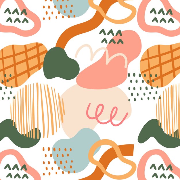 Patrón de doodle abstracto de diseño plano dibujado a mano