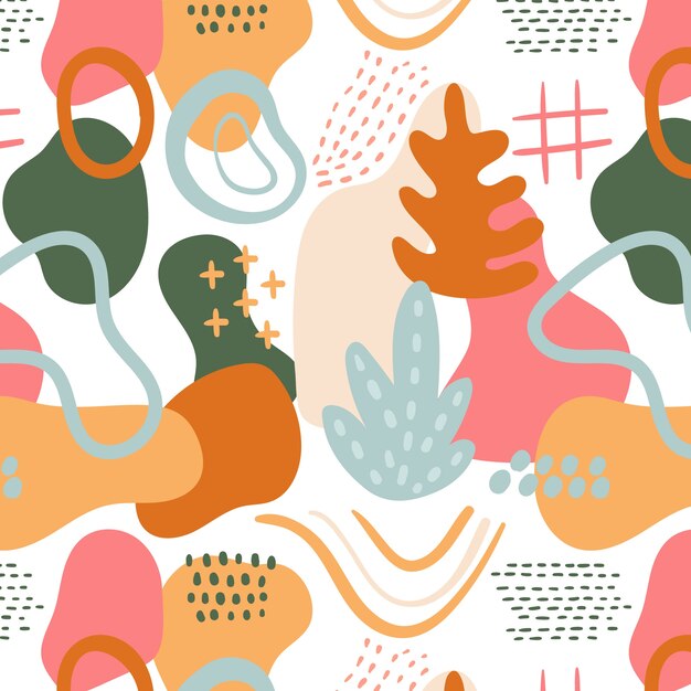 Patrón de doodle abstracto de diseño plano dibujado a mano