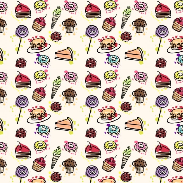 Vector gratuito patrón de dulces dibujados a mano
