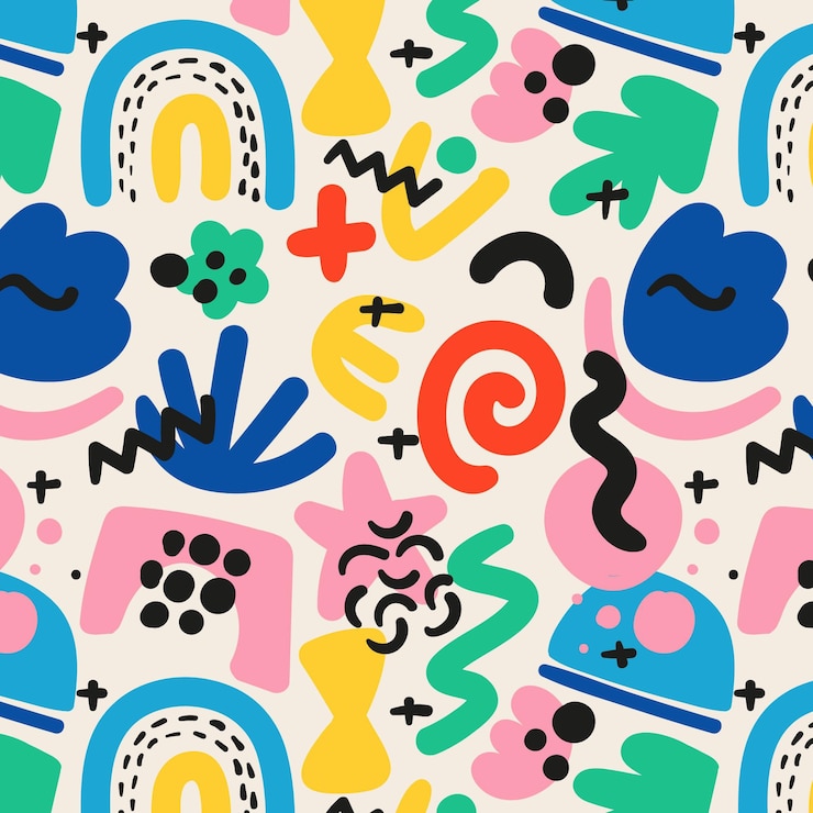 Vector gratuito patrón de elementos abstractos dibujados a mano