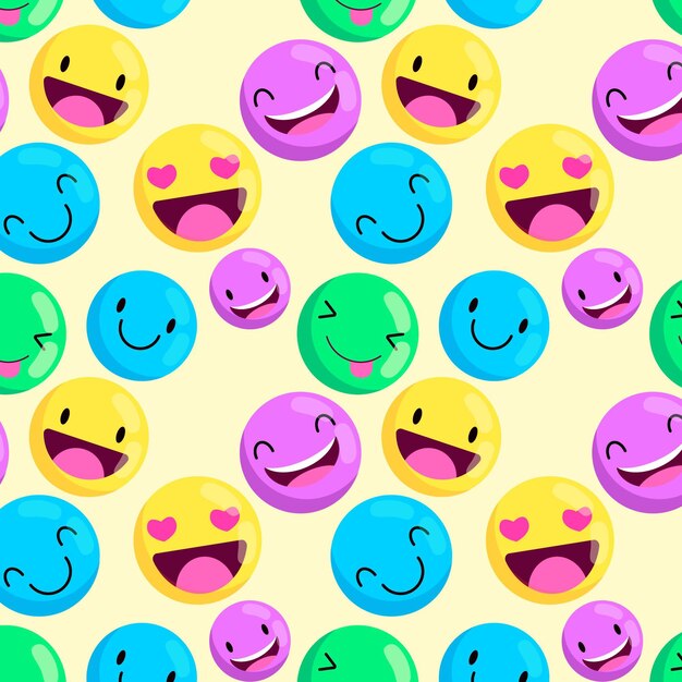 Patrón de emoticonos coloridos creativos