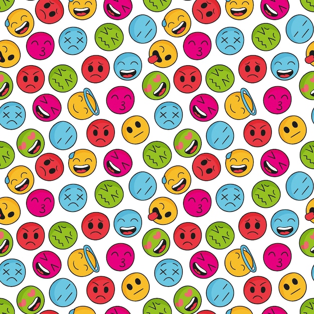 Patrón de emoticonos coloridos decorativos