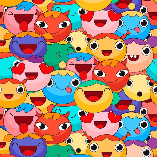 Patrón de emoticonos coloridos diferentes