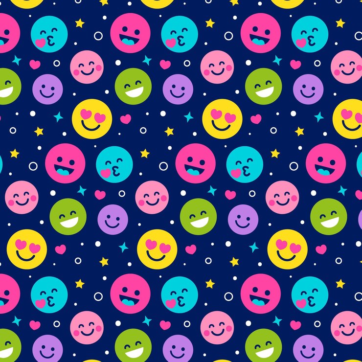 Vector gratuito patrón de emoticonos de sonrisa colorida diferente