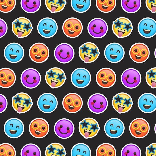 Patrón de emoticonos de sonrisa colorida diferente