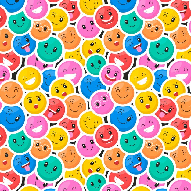 Patrón de emoticonos de sonrisa colorida