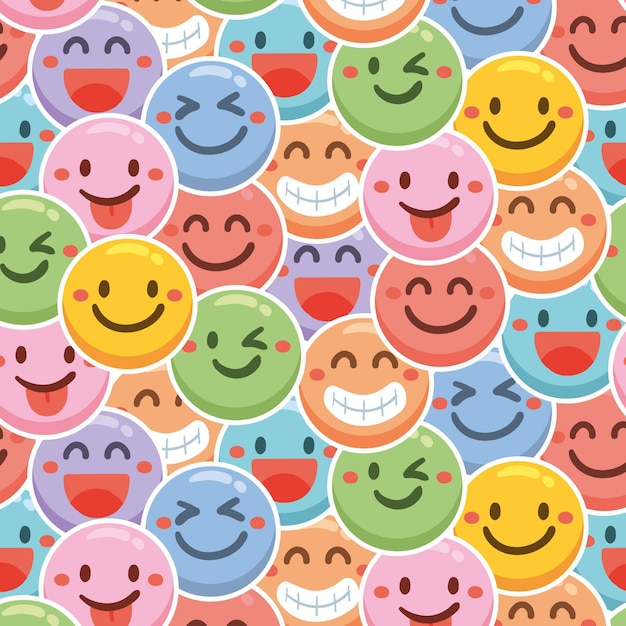 Vector gratuito patrón de emoticonos de sonrisa colorida