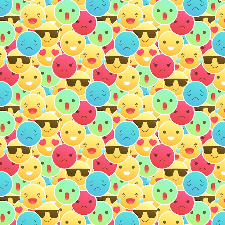 Vector gratuito patrón de emoticonos de sonrisa colorida