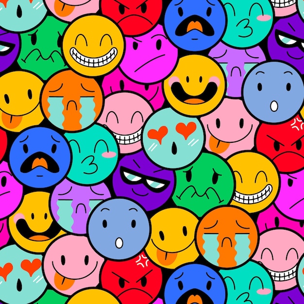 Patrón de emoticonos de sonrisa colorida