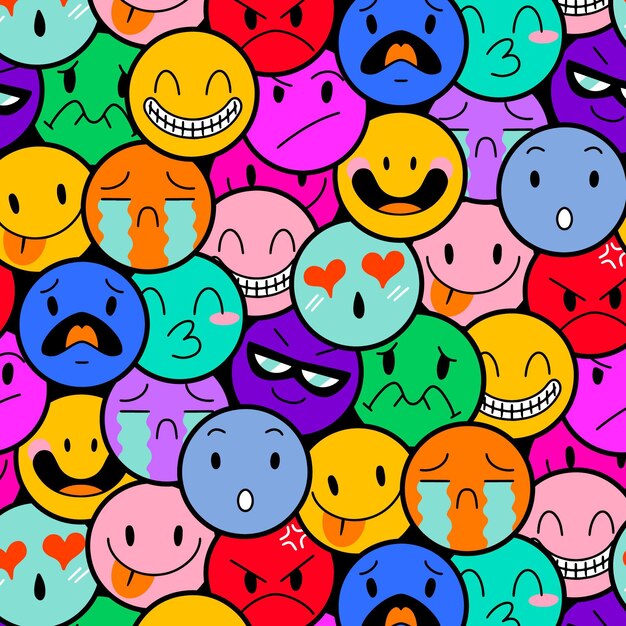 Patrón de emoticonos de sonrisa colorida