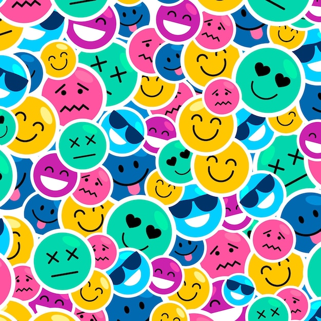 Patrón de emoticonos de sonrisa colorida