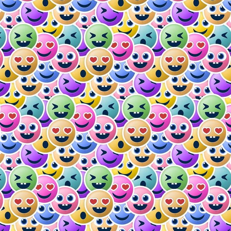 Vector gratuito patrón de emoticonos de sonrisa colorida