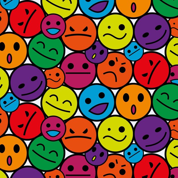 Patrón de emoticonos de sonrisa colorida