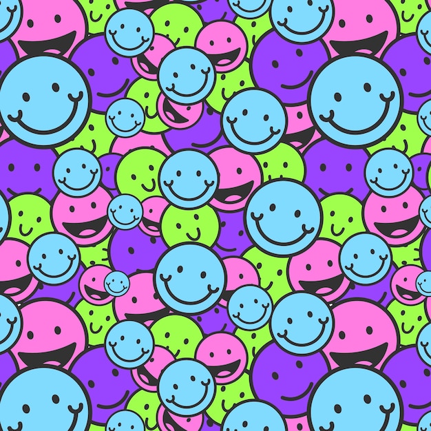 Patrón de emoticonos de sonrisa colorida