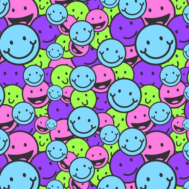 Patrón de emoticonos de sonrisa colorida