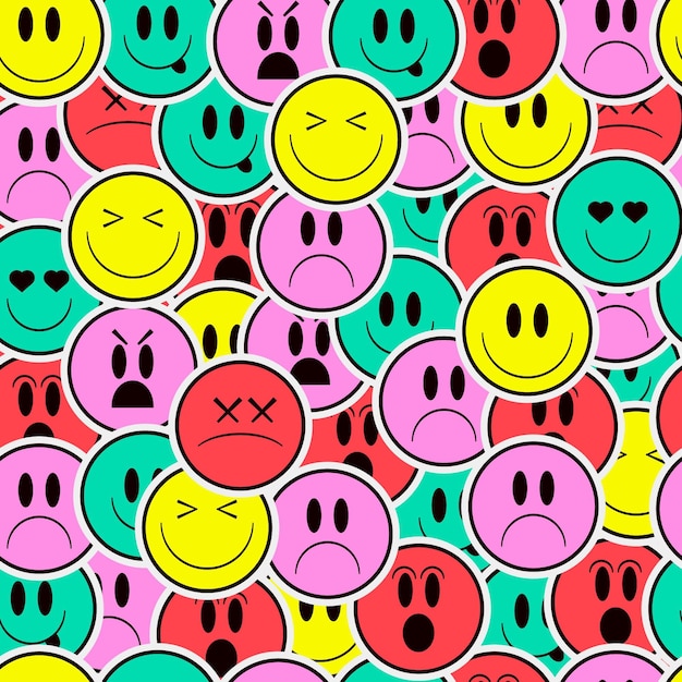Patrón de emoticonos de sonrisa colorida