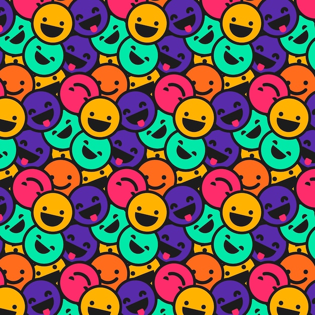 Patrón de emoticonos de sonrisa colorida