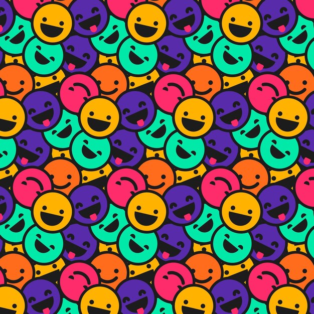 Patrón de emoticonos de sonrisa colorida